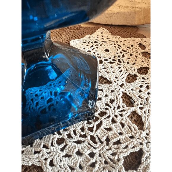 Vintage Viking Glass 19" Bluenique Epic Column Ribbed Swung Vase - Picture 4 of 6